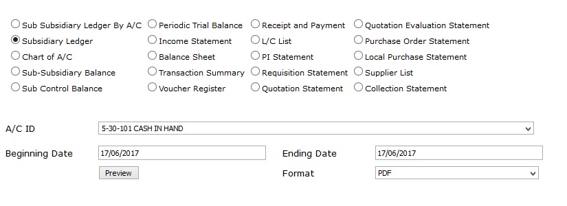 Accounts Module Print Option